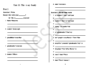 Bài tập ôn tập Tiếng anh lớp 3 - Unit 11 This is my family
